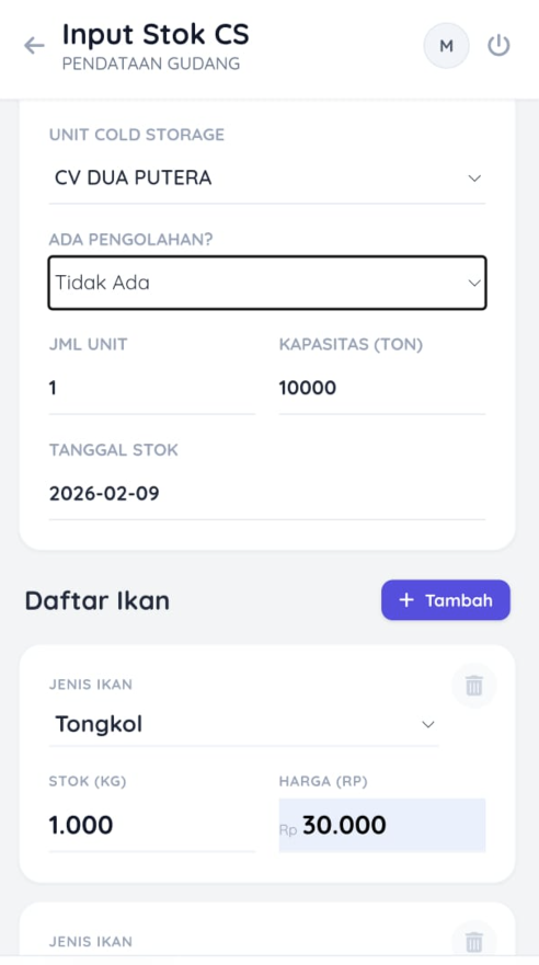 Input Stok Mobile